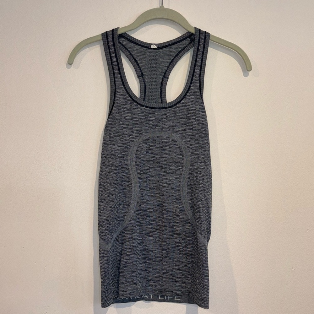 Lululemon Tank -  Logo Racerback Tank Size 2 Diagonal Stripe Knit